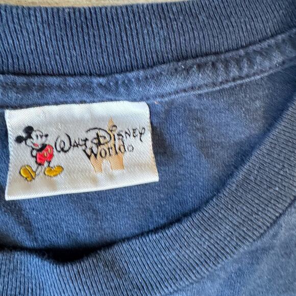 Y2K Walt Disney World Shirt Stitch Goofy Mickey Script Adult XXL Blue Short Slve - Picture 2 of 6